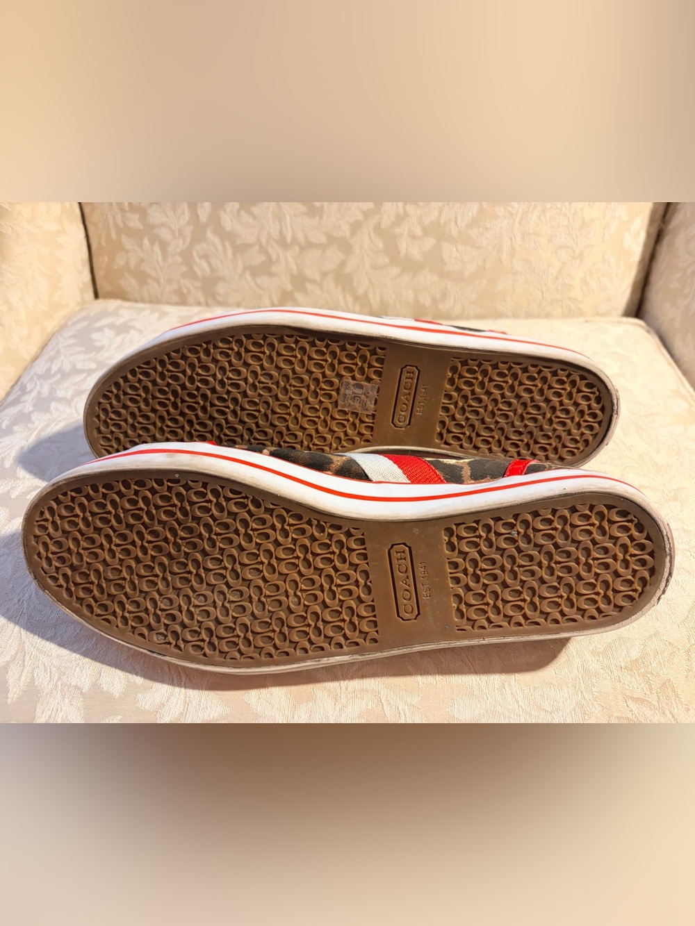 COACH Leopard-Print Sneakers with Red Trim - Picture 3 of 4